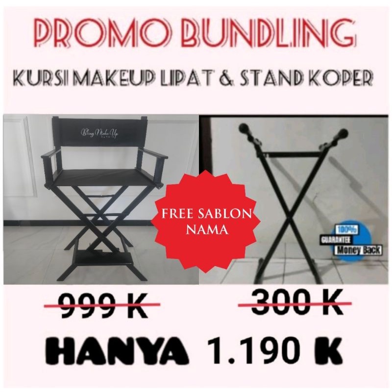 (COD Available) Promo Bundling kursi makeup lipat & Stand koper