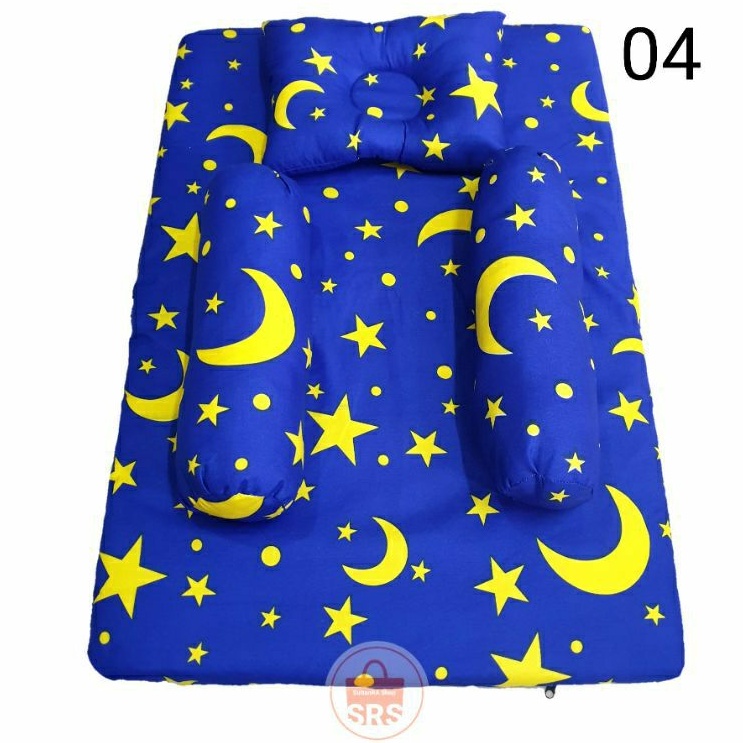 1 Set Kasur Bayi CARACTER (1 Kasur +1 Bantal +2 Guling) Tempat Tidur Bayi / Matras Lipat Bayi