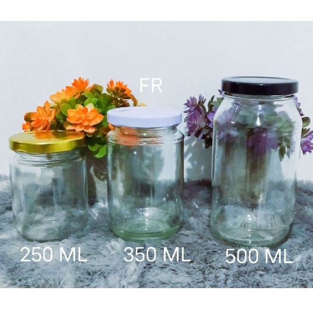 toples jar kaca 250ml 350ml 500ml plus tutup/ toples kaca toples selai toples serbaguna