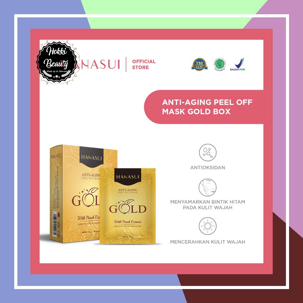 Hanasui Naturgo Peel Off Mask Black Box / Hanasui Anti-Aging Peel Off Mask Gold Sachet isi 10