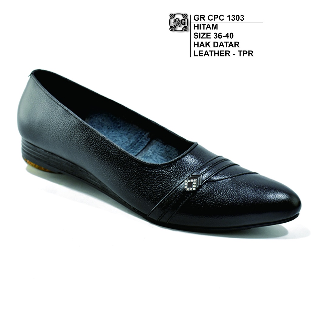 Sepatu Flat Shoes Wanita CPL 1303 Terbaru Flat Shoes Kulit Asli Warna Hitam