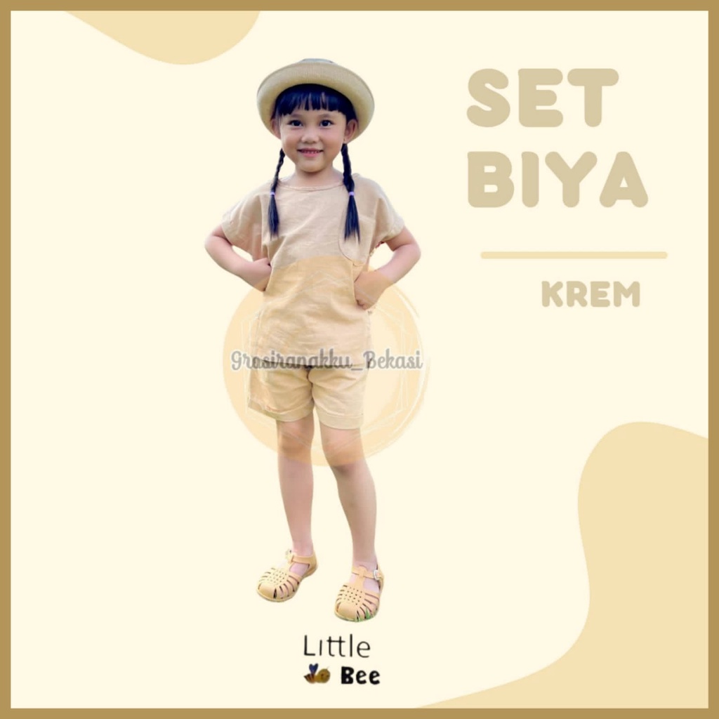 Setelan Anak Unisex Biya LittleBee Warna Krem Size 1-5 Thn