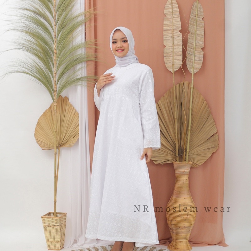 GAMIS PUTIH WANITA DEWASA / GAMIS HITAM HAJI UMROH / PERLENGKAPAN HAJI UMRAH ( kode OB )