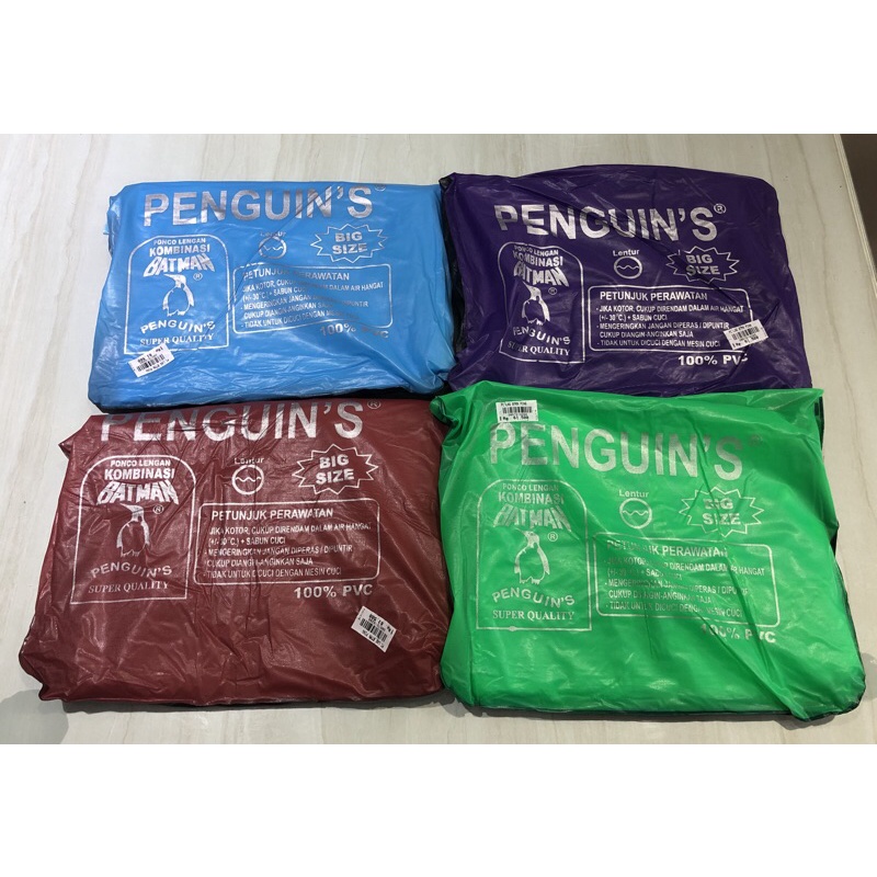 JAS HUJAN PONCO LENGAN KOMBINASI BATMAN All Size(Big Size) Bahan 100% PVC Jas Hujan Penguins