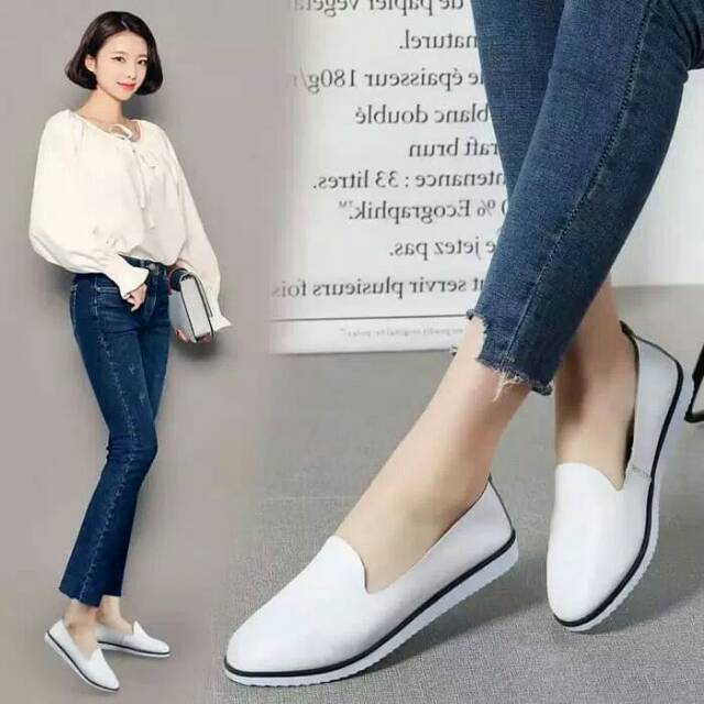ESTORE Flat Shoes Wanita Korea | Sepatu FlatShoes Murah FS02 Wanita Hitam Maroon Abu Pink