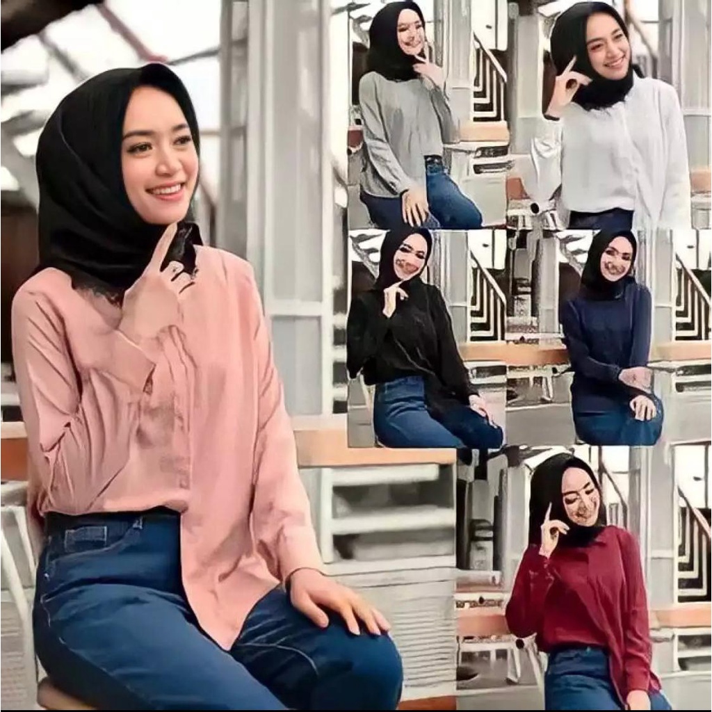 Kemeja Wanita Casual/Kemeja Basic/Kemeja Polos/Kemeja Jumbo-2