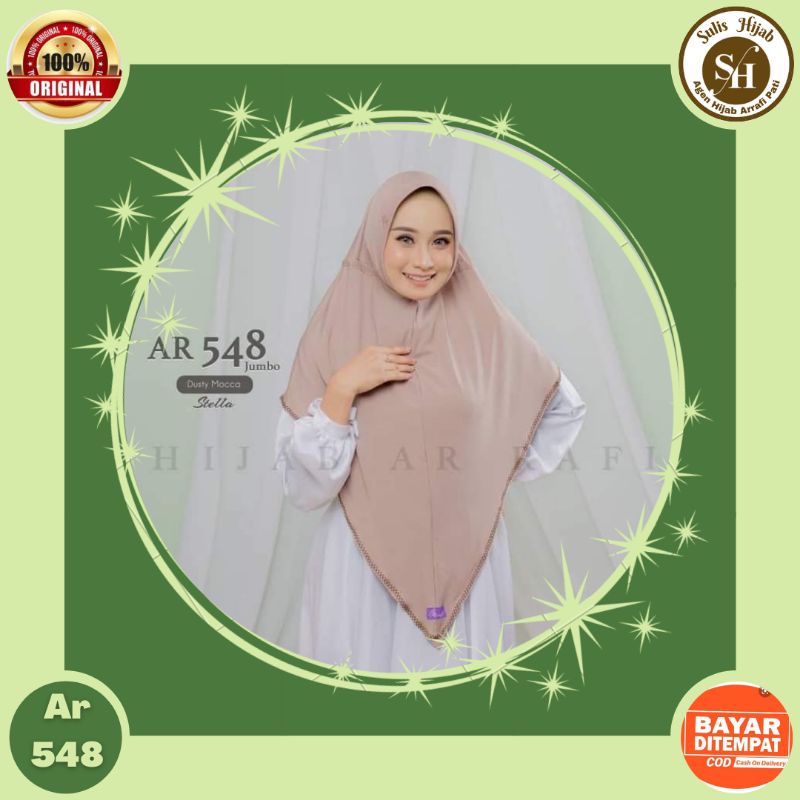 Jilbab hijab kerudung bergo krudung dewasa instan jersey jumbo arrafi AR 548 rabbani zoya ori cantik