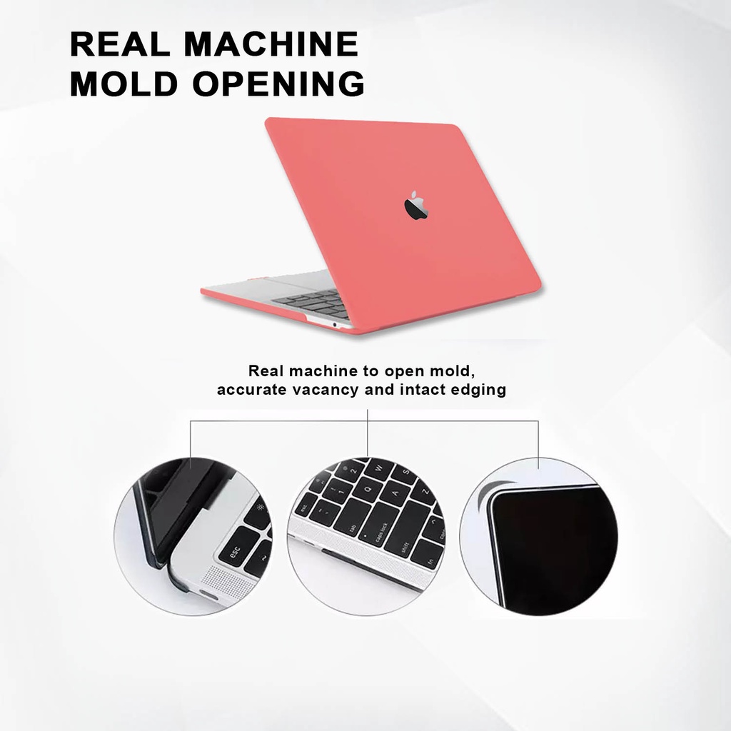 Case Casing Protective Hardcase Hard Case Aksesoris Pelindung Laptop Macbook Air Pro 13 M1 M2 2017 2018 2019 2020 2021 A1932 A2179 A2337 A1706 A1708 A1989 A2159 A2251 A2289 A2338 Polos Warna Pastel Soft Pink Peach Motif Logo Lubang Terbuka Murah Premium