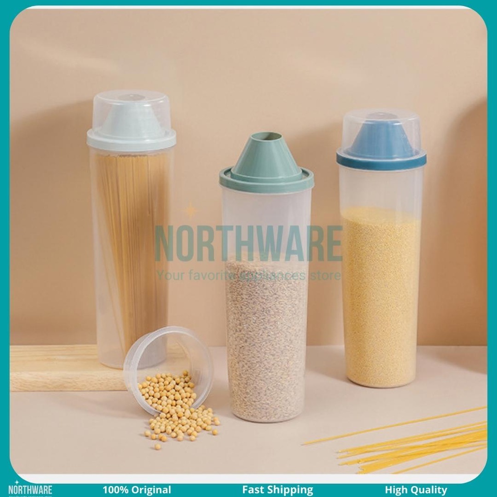 Plastic Storage Bottle Tube Box Tank Botol Toples Plastik Tempat Penyimpanan Bahan Makanan Dapur Kit