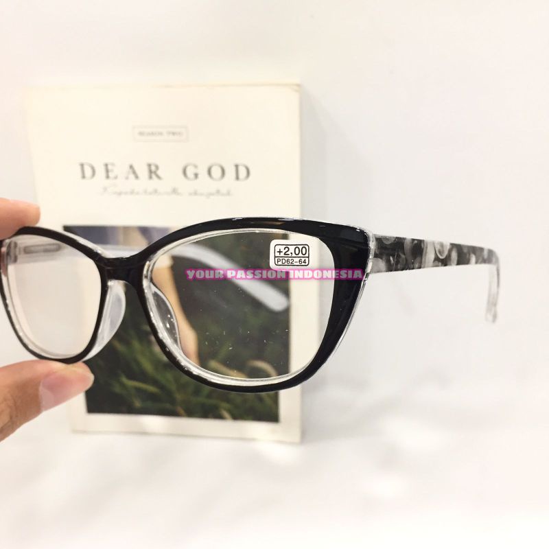 9093 Kacamata Baca Cat Eye +1.00 sd +3.00 Kacamata Baca Khusus Wanita