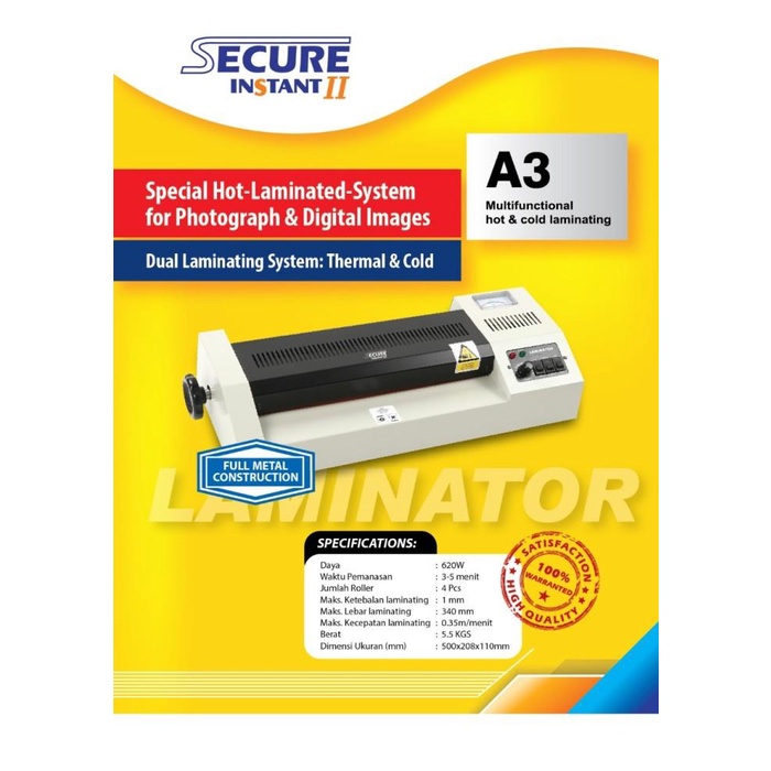 

SECURE Instant A3 / Mesin laminating /Mesin laminasi / Mesin laminator