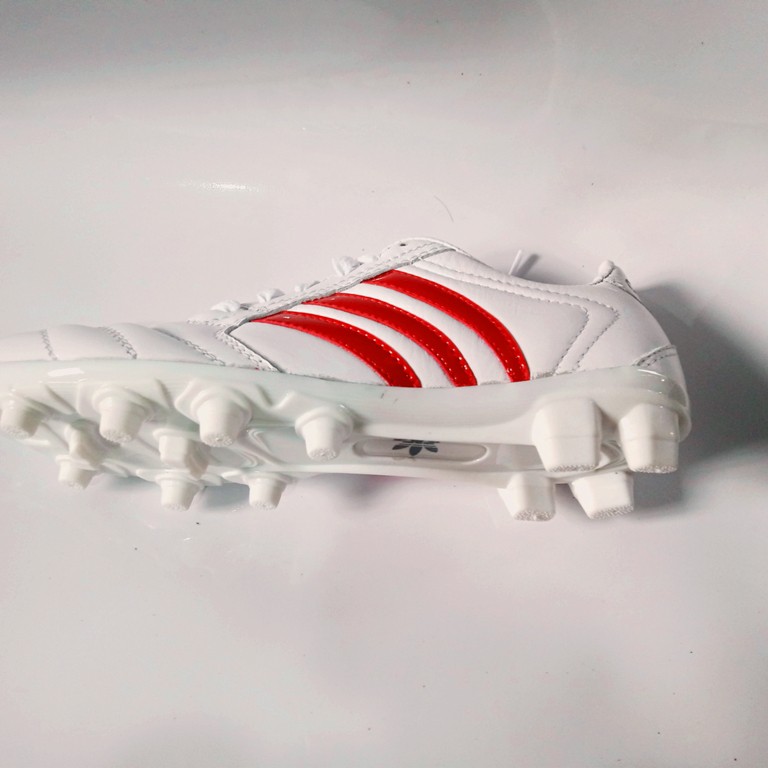 sepatu bola Adidas predator  grande ori kulit asli full blck terlaris-PUTIH LOGO MERAH