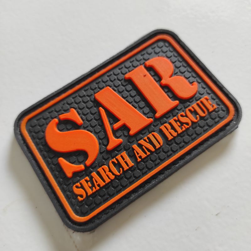 PATCH RUBBER TULISAN SAR ORANGE(SEARCH AND RESCUE)/BPBD/BNPBD/TIMSAR/TEMPELAN EMBLEM KARET VELCRO