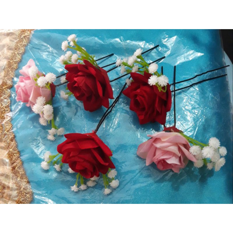 tusuk sanggul mawar beludru/hairdo/cucuk sanggul mawar beludru/tusuk konde mawar