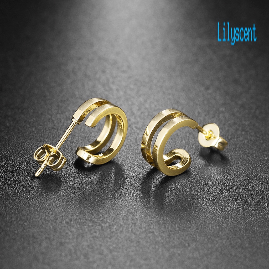 Ls 2Pcs / Set Anting Tusuk Aksen Berlian Imitasi Untuk Perhiasan Wanita