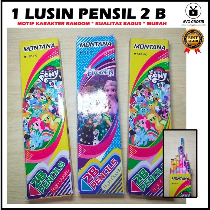 

1 lusin (12 pcs) pensil 2 B Motif Karakter Grosir