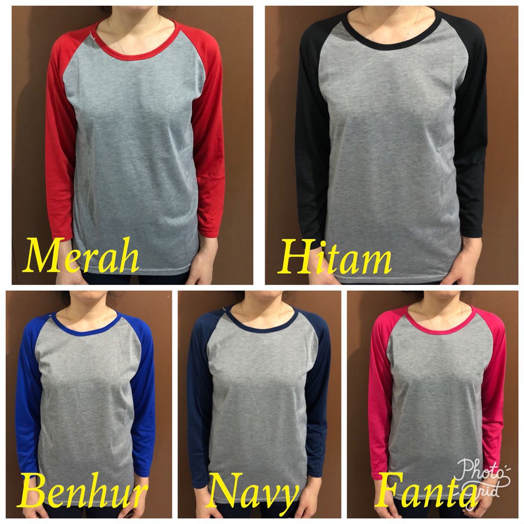 Kaos Raglan 3/4 dan Panjang Polos / atasan wanita bestseller murah