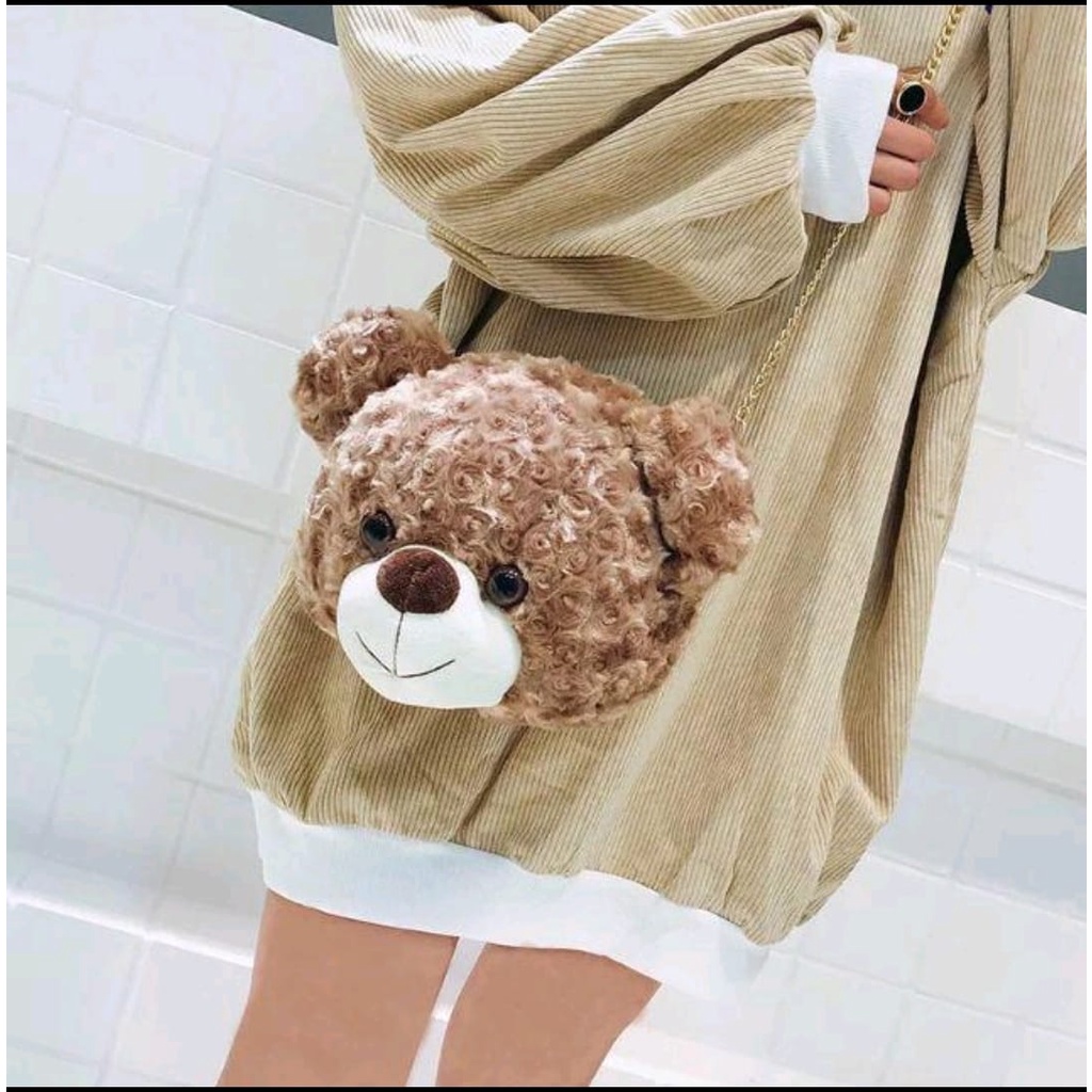 Tas Boneka Merangkul Tas selempang anak Masuk HP Bahan Bulu Korea