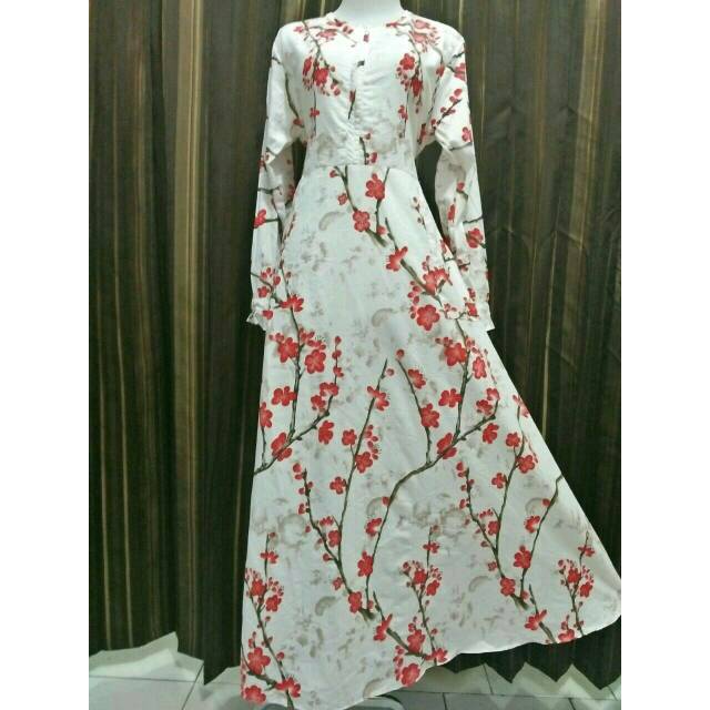 Ready M.L.XL.XXL! Gamis katun jepang lokal motif Sakura 