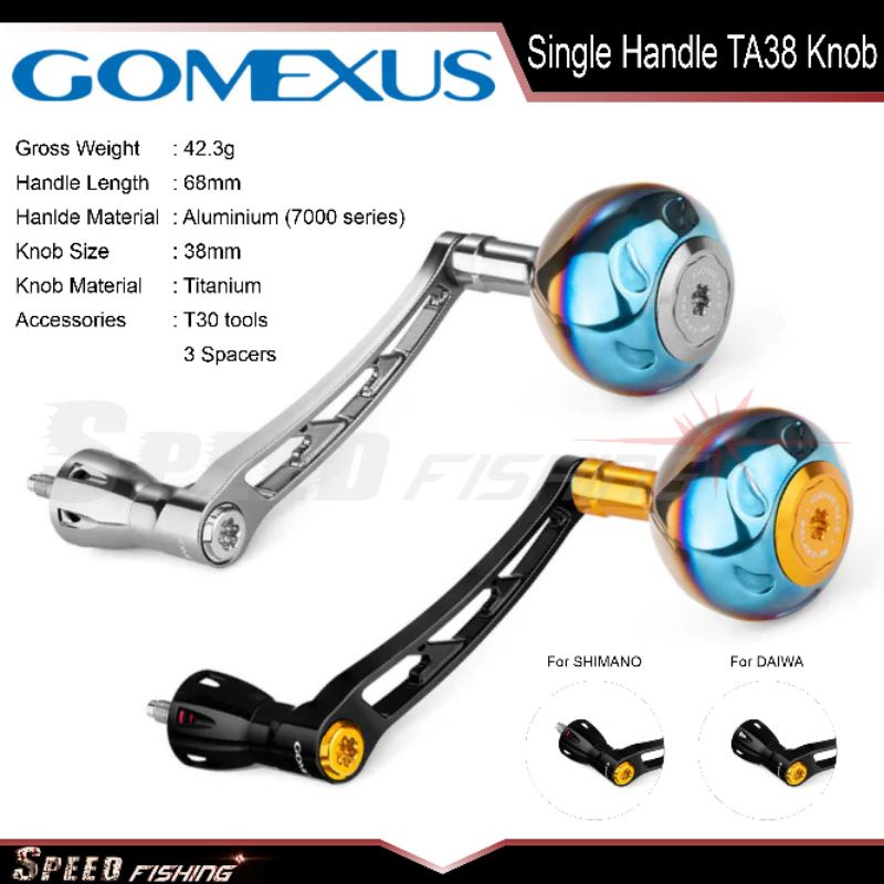 Gomexus Spinning Handle with Titanium Knob TA38 for Shimano Daiwa
