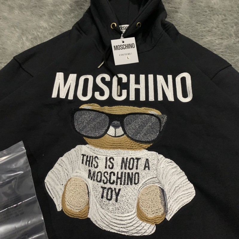 Sweater Hoodie Moschino Bear Big Bordir Fulltag &amp; Lebel