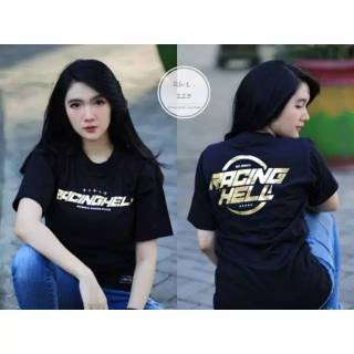  KAOS  T SHIRT DISTRO RACING  HELL  BLACK GOLD Shopee  