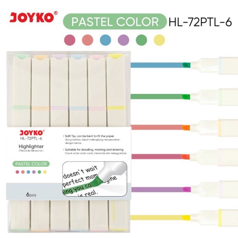 

Penanda Berwarna Highlighter Joyko HL-72PTL 6 Warna