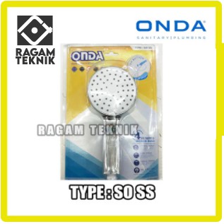 Hand Shower Set Mandi Onda SO SS Set Flexible Selang Hose 1,5m Bracket Bulat Besar Chrome