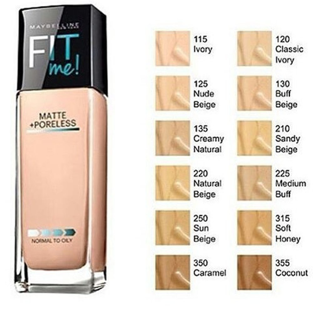 Maybelline FitMe! Matte + Poreless Liquid Matte Foundation Make Up (Tahan Lama Hingga 12 Jam) isi 30 ML