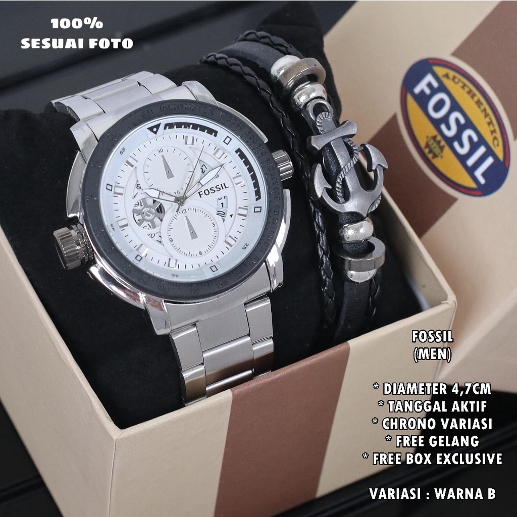 (COD) JAM TANGAN COWOK/PRIA PAKET FASHION RANTAI FREE GELANG