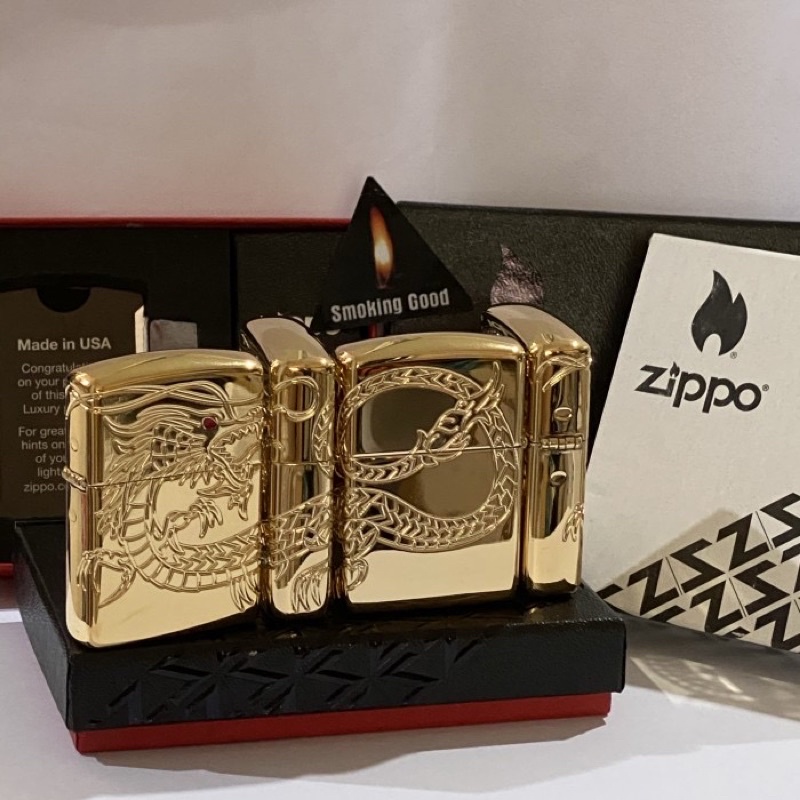 Original Zippo 29265 Chinese Dragon Gold pLated