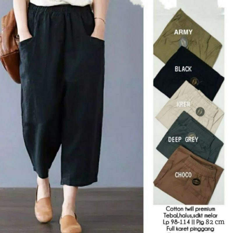 Celana Korea Best Quality Willow Pants Cotton Twill Celana Wanita Korea