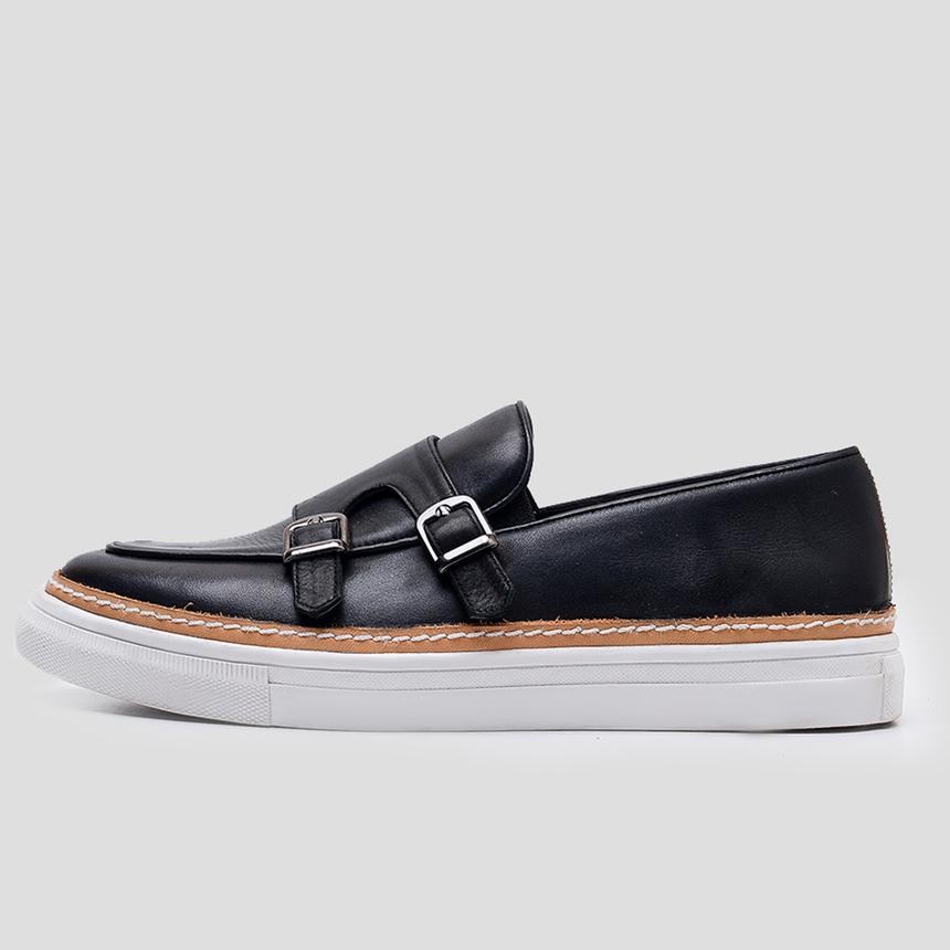 Portee Goods Sepatu Kulit Sneakers Pria Mono Hybrid Monk Strap Hitam