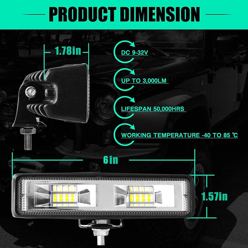 lampu LED bar 15 cm motor/ mobil 48 watt 12 volt - 24 volt