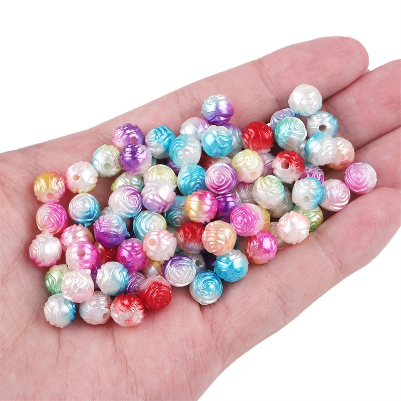 8mm Gradient Mermaid Pearl Beads pore-less gradient Color ABS Round imitation pearl DIY jewelry bracelet