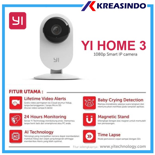 Xiaomi Xiaoyi Yi Home 3 1080p Ip Camera Smart Cctv Garansi Resmi Shopee Indonesia