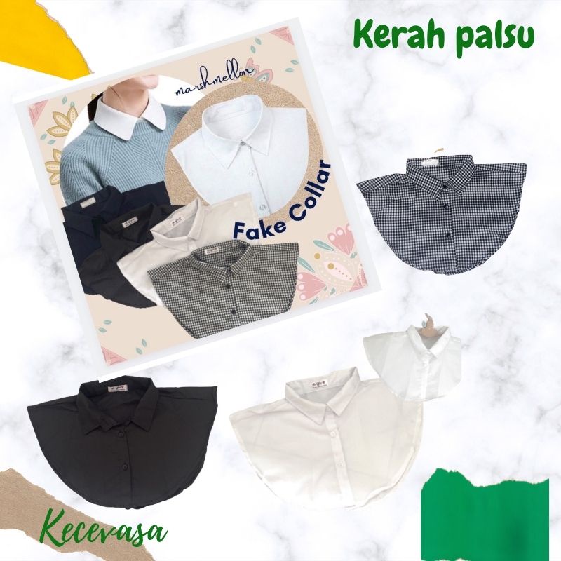 FAKE COLLAR KERAH PALSU MANSET LEHER PRIA WANITA KOREA PREMIUM RENDA CARDIGAN MURAH COWOK HITAM PUTI