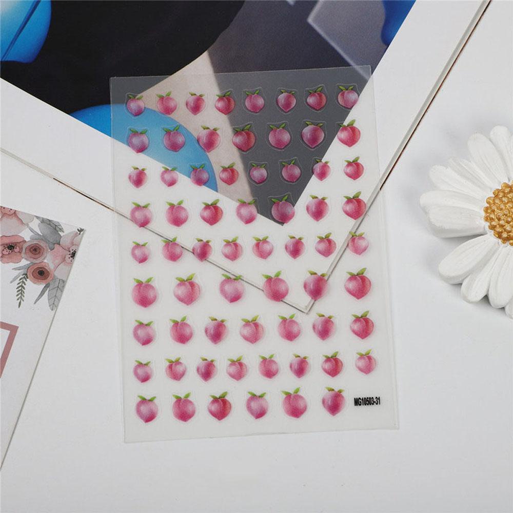 AUGUSTINA Agustinina Peach Stiker Kuku Wanita Jepang Perekat Diri Tahan Air Buah INS DIY Kuku Decals