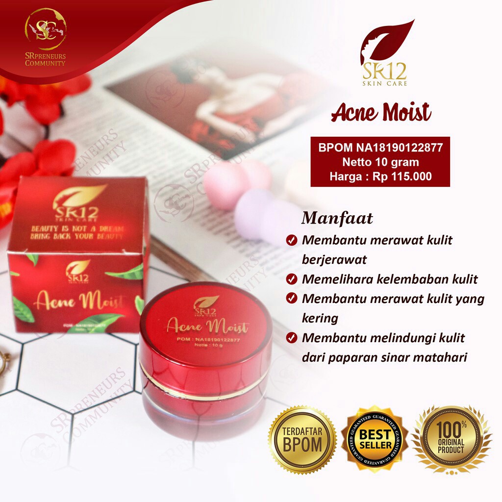 SR12 ACNE MOIST / HALAL / BPOM / HERBAL AMAN / PRODUK MUSLIM / SKINCARE INDONESIA