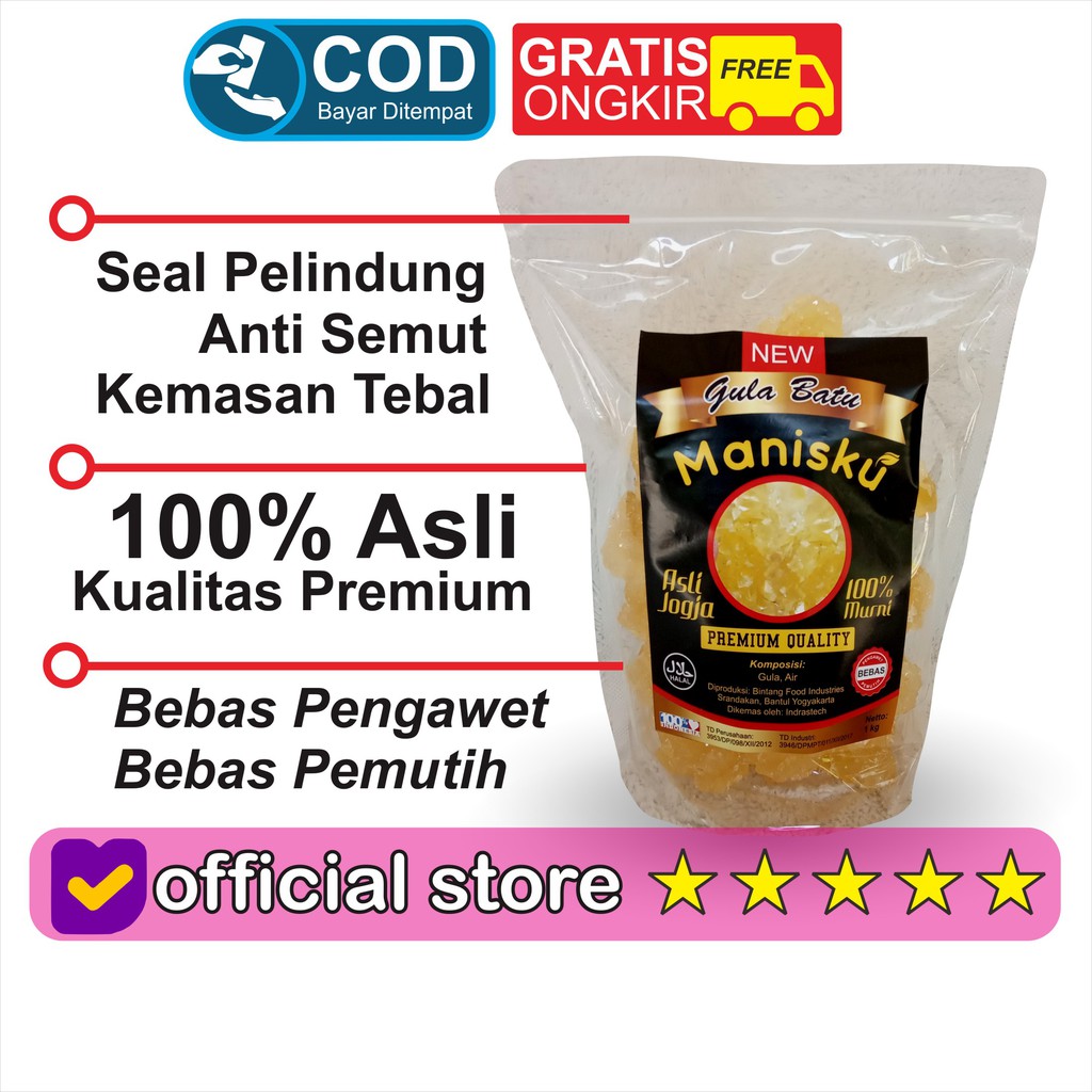 Manisku Gula Batu Kristal kuning Madu 1kg asli minuman herbal sehat alami berkualitas jogja cirebon