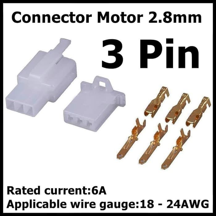 Connector Motor Kecil 2.8mm 3 Pin 3P Plus Skun Set Soket Konektor