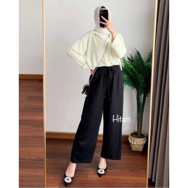 KULOT CRINGKELPOLOS HIGHWAIST CELANA PANJANG WANITA KULOT CRINGKEL TERBARU SIZE XL