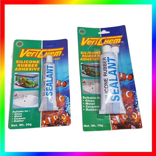 VERICHEM LEM KACA SILIKON Aquarium Silicone Rubber Adhesive Sealant 30 dan 70gr kecil Besar