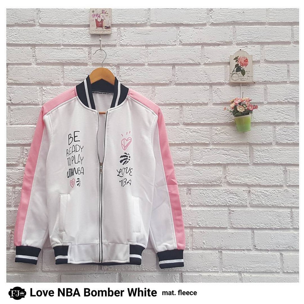 JAKET BOMBER LOVE NBA / FASHION WANITA / KOREAN STYLE