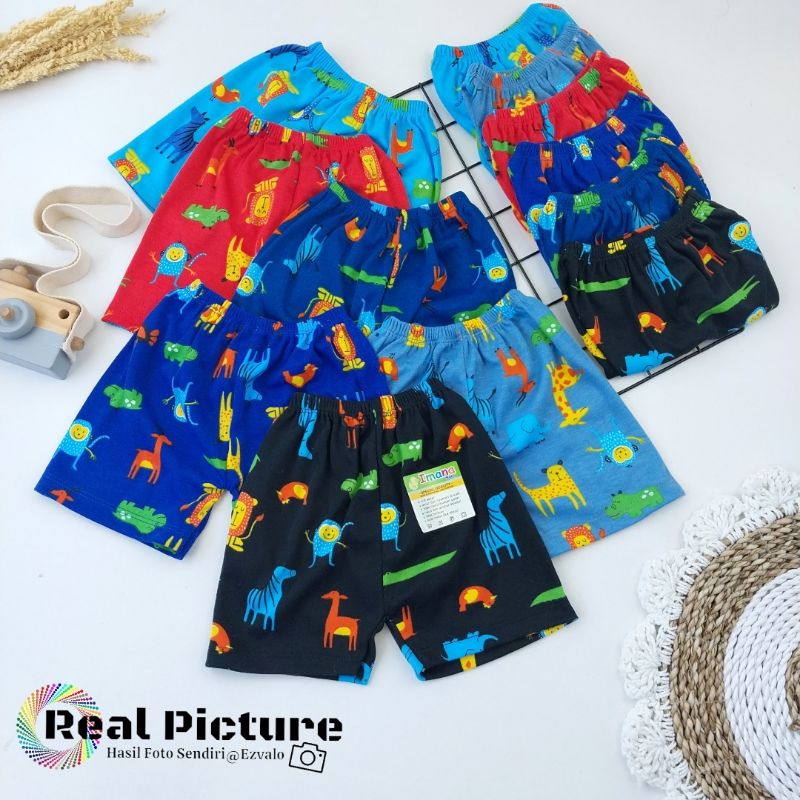 6PCS CELANA PENDEK BAYI PRINTING 0-6 BULAN