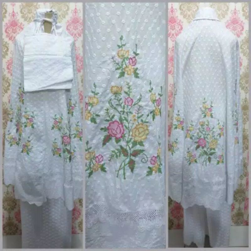 MUKENA KATUN PARIS BENTOL SULAM BORDIR STRIMIN