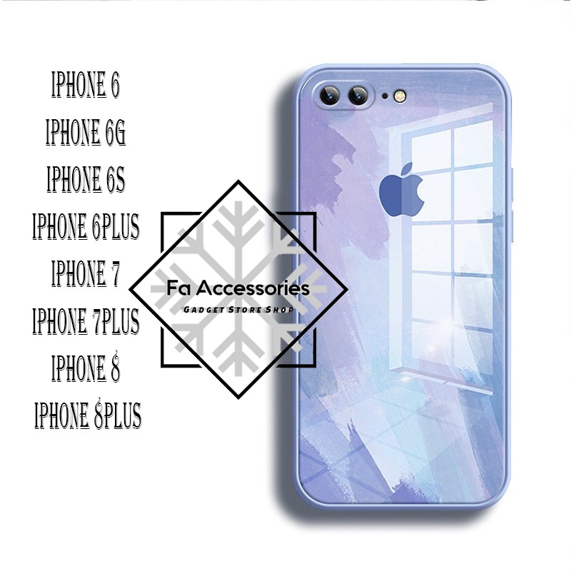 SOFT CASE CASING SILICONE FOR IPHONE 6 6g 6S 6PLUS 7 7PLUS 8 8PLUS SOFTCASE WITH LOGO TEMPERED GLASS