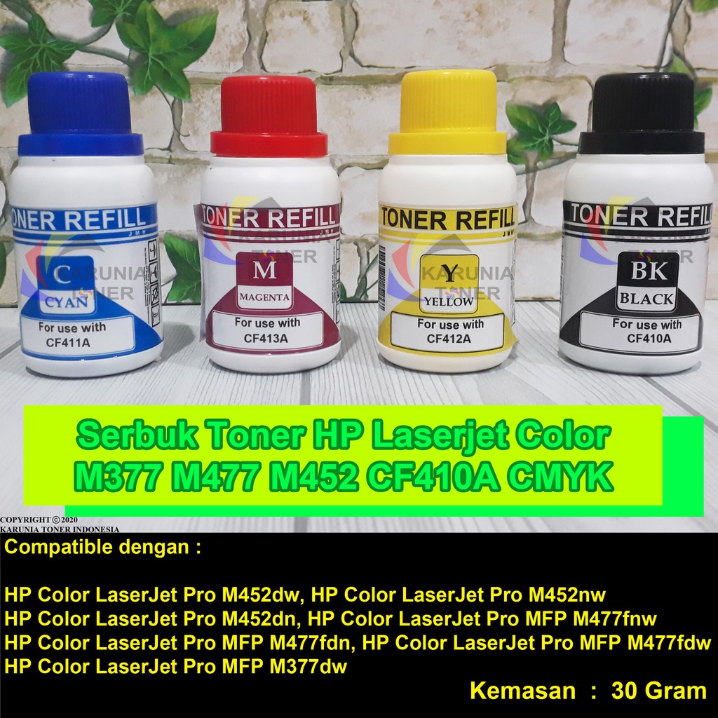 Serbuk Toner Printer HP Laserjet Color M377 M477 M452 CF411A CF413A CF412A CF410A Kemasan 30 Gram