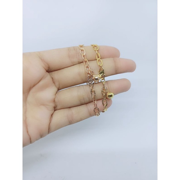 gelang tangan perak asli lapis emas/gelang anak rante nori oval 1bel/gelang tangan asli silver 925