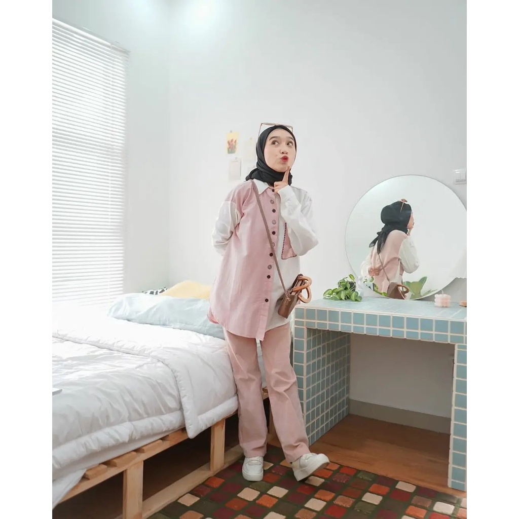 Baju Imfort Wanita Stevy Oversize Shirt Syakila